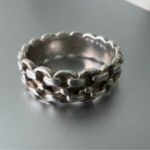 Sterling silver mens rope weave band ring size 10